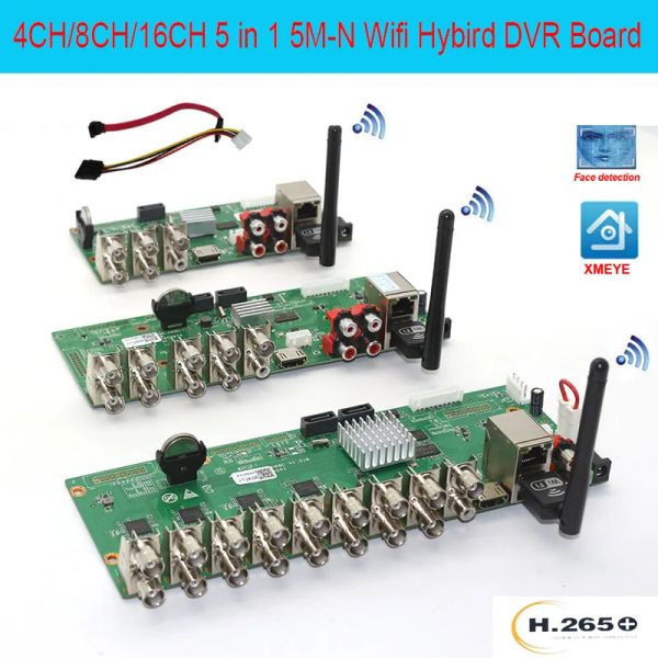 Tools Xmeye WiFi NVR Board 4ch 8ch 16ch 5mn IP DVR Board For Surveillance Camera 5 in 1 AHD TVI CVI Hybrid DVR Recorder Board 3 en 1