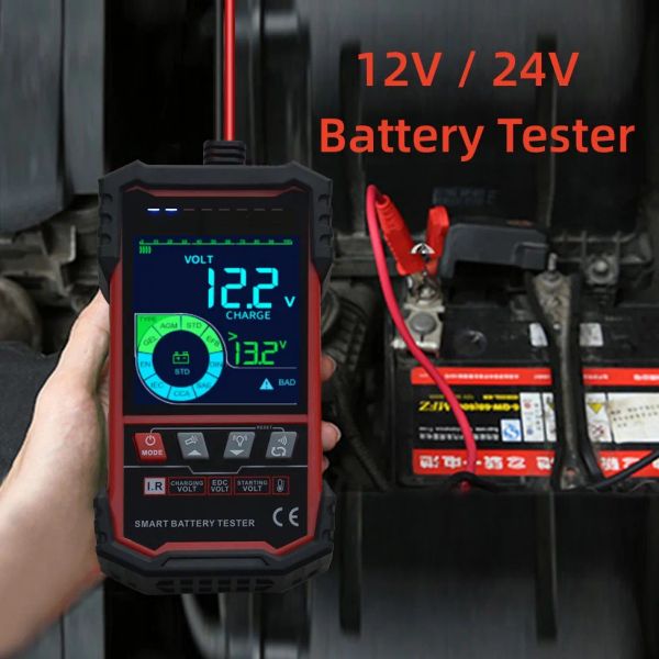 Terrestre Tailer 12v 24 V Probador de batería Resistencia interna Descarga de descarga Corriente de 3.2 pulgadas Probador de batería de automóvil inteligente