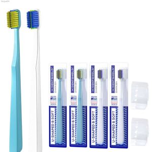 Brosse à dents orthodontique, 2 couleurs, pour bretelles, poils souples en forme de U avec couvre-tête, brosses interdentaires gratuites, 1/2 pièces