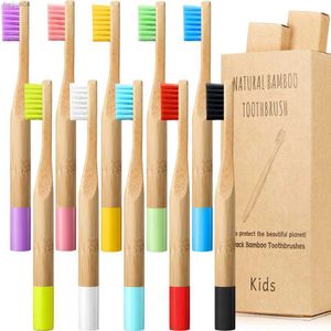 Brosse à dents 10 pièces brosse à dents en bambou pour enfants brosse à dents cylindrique naturelle brosses à dents en bois pour tout-petits brosse à dents biologique en bois sans BPA
