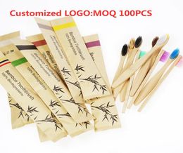 Brosse à dents 100pcs Enfants Eco Friendly Bamboo Resictives Resictives Brushes Portable Enfant Brosse en bois Soft Tooth Graving personnalisé 2211035559500