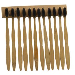 tandenborstel 12 stuks zwart 100% bamboe tandenborstel houten tandenborstel nieuwigheid bamboe softbristle capitellum bamboo vezel houten handgreep
