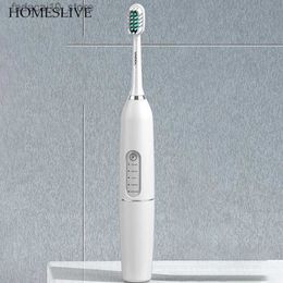 Brosse à dents 1 pièces HOMESLIVE vibrant adulte charge brosse à dents électrique Sonic 5 modes ensembles tête de remplacement étanche fort nettoyage doux à Q240202