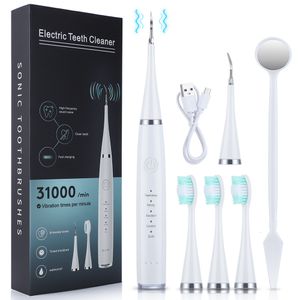 Brosse à dents 2 EN 1 Brosse à dents électrique dentaire électrique Portabl Oral Care Tartar Remover Plaque nettoyeur à ultrasons Kit de blanchiment des dents 230701