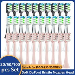 Brosse à dents 20/50 / 100pcs Têtes de brosse à dents de remplacement pour SOOCAS X3 / X3U / X5 SONIC Electric Electric Brush Buse Buse
