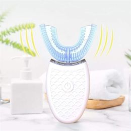Tandenborstel 360 graden zacht u type tandborstel siliciumkop sonische elektrische USB lading volledige automatische waterdichte tanden bleken 220921