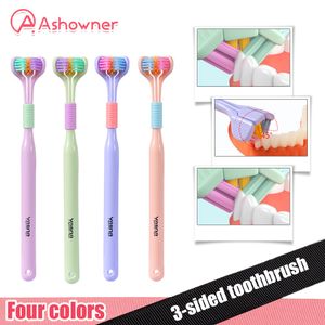 Brosse à dents 3D stéréo brosse à dents à trois faces PBT cheveux ultra fins et doux brosses à dents pour adultes grattoir à langue nettoyage en profondeur brosse à dents de soins bucco-dentaires 230824