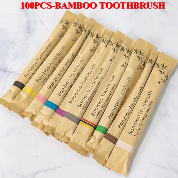 Brosse à dents 50100 pièces brosses à dents en bambou poils souples produits écologiques brosse à dents en bois pour adultes gravure laser personnalisée 230915