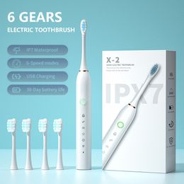 Tandenborstel 8 opzetborstels Sonische elektrische tandenborstel Oplaadbaar Volwassene 6 modi Slimme timer IPX7 Waterdichte ultrasone tandenborstel 230824