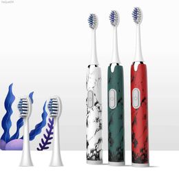 Brosse à dents électrique marbrée A 1 pour adulte, peut remplacer la tête de brosse, étanche IPX7 (sans piles)
