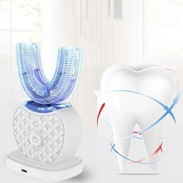 Brosse à dents Azdent à 360 degrés Automatic sonic électrique Brosse à dents U Type 4 Modes Brosse USB Charge dentaire Whitening Blue Light