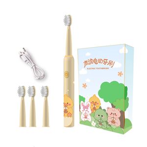 Tandenborstel Cartoon Sonic elektrische tandenborstel voor kinderen 3-modus USB 500mAh Oplaadbare IPX7 waterdichte borstels met 4 stuks vervangende koppen 230824