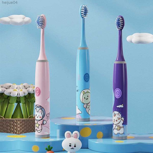 Brosse à dents brosse à dents électrique pour enfants couleur dessin animé brosse de nettoyage de cheveux douce à ultrasons pour enfants (sans piles)