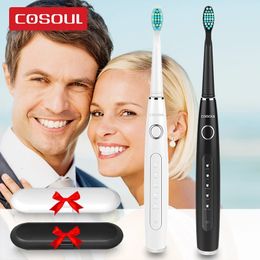 Tandenborstel COSOUL Sonische elektrische tandenborstel Professionele 5 modi Oplaadbare waterdichte tandenborsteldoos als geschenk 231012