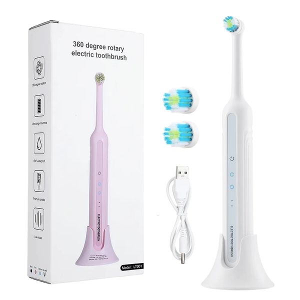 Brosse à dents DRIYAU Rotatif Électrique Adulte 360 ° Rotation 40000min Nettoyer USB Charge Brosse À Dents Dents Oral Care 3pcs Têtes 230627