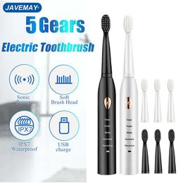 Brosse à dents électrique pour hommes et femmes Couple Houseehold Whitening IPX7 Brosse à dents automatique à ultrasons étanche JAVEMAY J209 230627