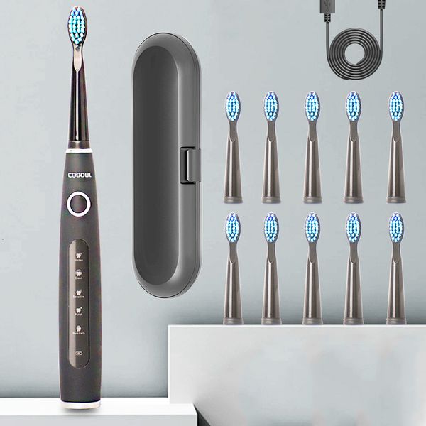 ¡Cepillo de dientes eléctrico sónico recargable de alta calidad cabeza de chip inteligente reemplazable blanqueamiento regalo saludable! 230602