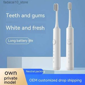 Cepillo de dientes Cepillo de dientes eléctrico masculino y femenino adulto recargable onda de sonido batería cepillo de dientes automático pelo suave impermeable eléctrico Q240202