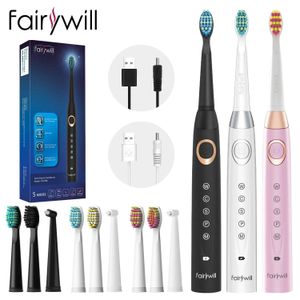 Cepillo de dientes Fairywill Electric Sonic Toothbrush FW-508 Carga USB Recargable Impermeable Electronic Tooth Replacement Brush Heads para adultos 230701