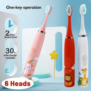 Brosse à dents pour enfants brosse à dents électrique motif de dessin animé enfants tête remplaçable à ultrasons 230627