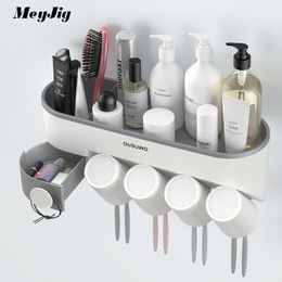 Porte-brosse à dents Accessoires de salle de bain automatique Set Brosse à dents électrique Dentifrice Squeezer Distributeur de dentifrice mural LJ201128