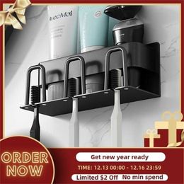 Tandenborstelhouder Badkamer Tandpasta Opbergrek met Cup Wand Mounted Razor Stand Organizer Plank Accessoires 211222