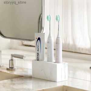 Porte-brosses à dents 1pc créatif marbre motif résine multifonction électrique brosse à dents support dentifrice salle de bain nettoyage brosse boîte de rangement Q231203
