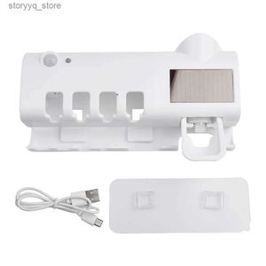 1 pièces porte-brosse à dents support avec stérilisateur UV mural automatique distributeur de dentifrice presse-agrumes support salle de bain accessoires Q231202