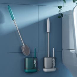 Soportes para cepillos de dientes 2 en 1 cepillo de baño de silicona con soporte Suite de limpieza herramientas montadas en la pared para juegos de accesorios de baño 230809