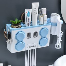 Porte-brosse à dents 4 en 1 porte-brosse à dents multifonctions porte-gobelets muraux accessoires de salle de bain distributeur automatique de dentifrice organisateur de salle de bain 221205