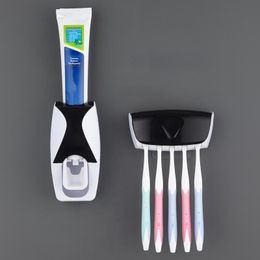 Tandenborstelhouders Automatische tandpasta-dispenser, houder set, stofdicht en kleverige zuiging, aan de muur gemonteerde badkamer Squeezer