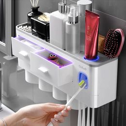 Soportes para cepillos de dientes Accesorios de baño Conjuntos organizadores Dispensador automático de pasta de dientes Montaje en pared Conjunto de herramientas 230308