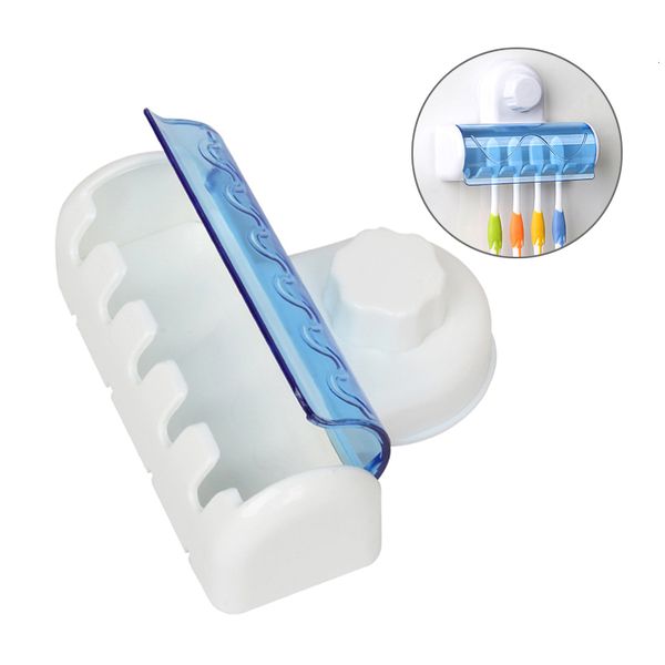 Soportes para cepillos de dientes Soporte de baño con tapa a prueba de polvo Soporte de montaje en pared Ganchos para cepillos de dientes Estante con ventosa 230726