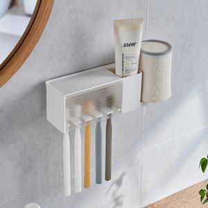 Tandenborstelhouders Badkamer Planken Wall Mount Tandpasta Houder Zuignap Opbergrek Toiletartikelen Organizer Accessoires 230809