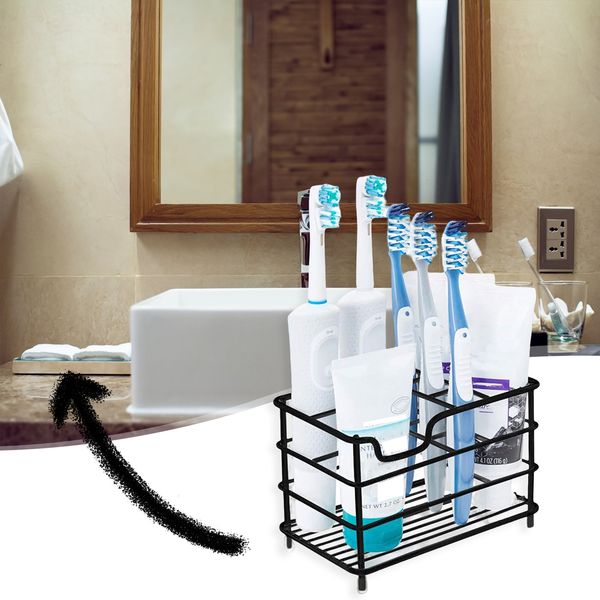 Porte-brosses à dents Ustensiles de lavage de salle de bain étagère de dentifrice en acier inoxydable multifonctionnel 230217