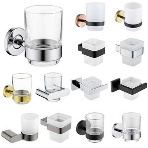 Tandenborstelhouders poetsen gouden tanden bekerhouder met glasbeker roestvrijstalen roller stoel badkamer accessoires mat zwart chroom vergulde 240426