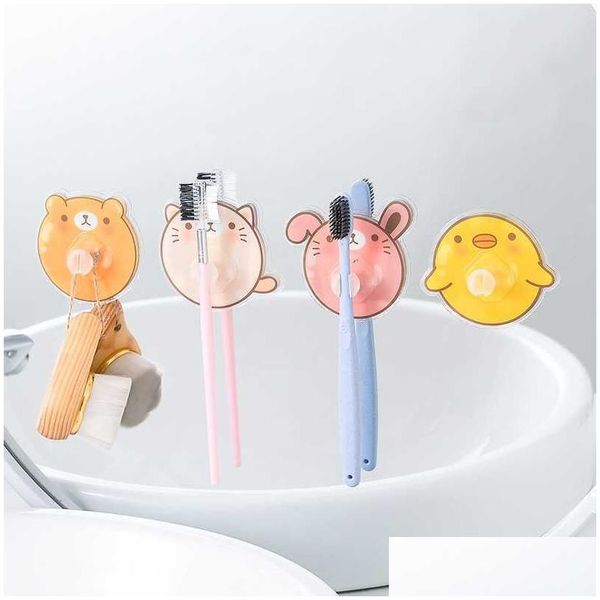 Supports de brosse à dents dessin animé chigne de bunny chaton ours porte-animal mural antibactérien à dents brosses de rangement de rangement de rangement de salle de bain organi dhh1c