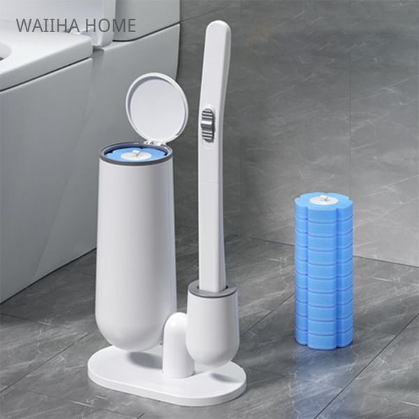 Soportes para cepillos de dientes, cepillo de baño desechable, herramienta limpiadora de mango largo para baño, cabezal de repuesto y juego de émbolo sin esquina muerta 230710