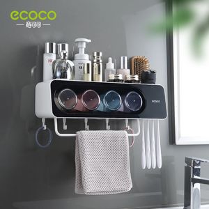 ECOCO est – porte-gobelet mural pour brosse à dents, support multifonctionnel pour accessoires de salle de bain, organisateur avec crochets pour porte-serviettes, 231013