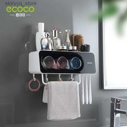ECOCO – distributeur automatique de dentifrice mural, ensemble d'accessoires de salle de bains, presse-dentifrice, distributeur de porte-brosse à dents, outil Q231202