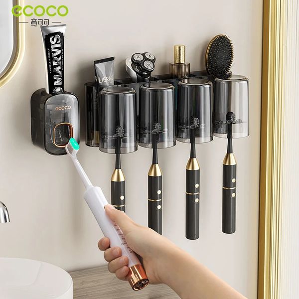 ECOCO – porte-brosse à dents mural, presse-dentifrice automatique sans poinçon, organisateur de bain, support de rangement, accessoires de salle de bains 231013