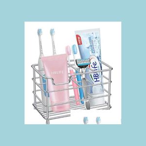 Titulaires de brosse à dents Support électrique Grand acier inoxydable Tootaste Nettoyant pour le visage Antirouille Métal Accessoires de salle de bain Organisateur Dro Dh3Hr