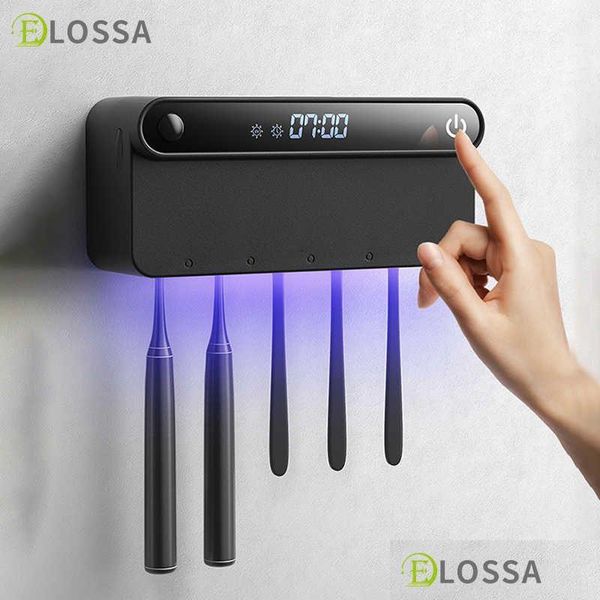 Elossa Intelligent Uv Porte-brosse à dents Stérilisateur Mural Matic Tootaste Squeezer Distributeur Salle de bain Accesseur Dhugq