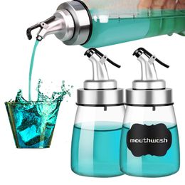 Tandenborstel houders glazen mondwater dispenser badkamer duidelijke hervulbare mond washending fles met schenkt tuit s kegel rond flessen 180 ml 230425