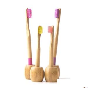 Tandenborstelhouders Hoge kwaliteit natuurlijk bamboe Badkamerhouder Wasruimte Biologisch afbreekbaar hout Set Eco-vriendelijk Aangepast logo Antibacteriën Dh2Oj