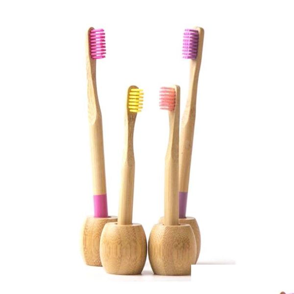 Porte-brosses à dents Support de salle de bain en bambou naturel de haute qualité, ensemble de bois biodégradable, écologique, Logo personnalisé antibactérien Otxuy