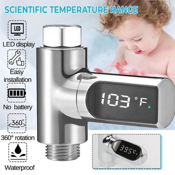 Porte-brosse à dents LED Indicateur de température de douche numérique 360 Rotation du débit d'eau Génération d'énergie Affichage en temps réel pour salle de bain 230710