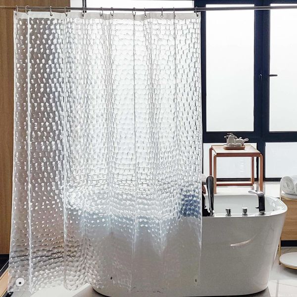 Porte-brosse à dents Leeseph Rideau de douche transparent Étanche 3D EVA Salle de bains Doublure de cube d'eau pour baignoires domestiques 230809