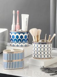 Ensemble d'accessoires de salle de bain nordique de luxe léger, porte-dentifrice en céramique, porte-brosse à dents, organisateur de rangement 231013