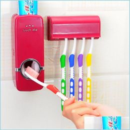 Soportes para cepillos de dientes Matic Tootaste Dispenser Holder Organizador de almacenamiento Montaje en pared Rack Accesorio de baño familiar Drop Delivery Home Ga Dh2Hy